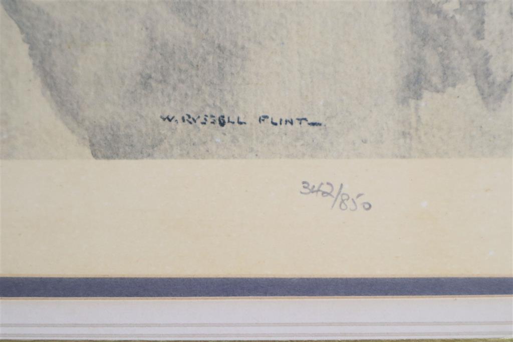 Sir William Russell Flint, limited edition print, Reclining model, 342/850, 34 x 58cm